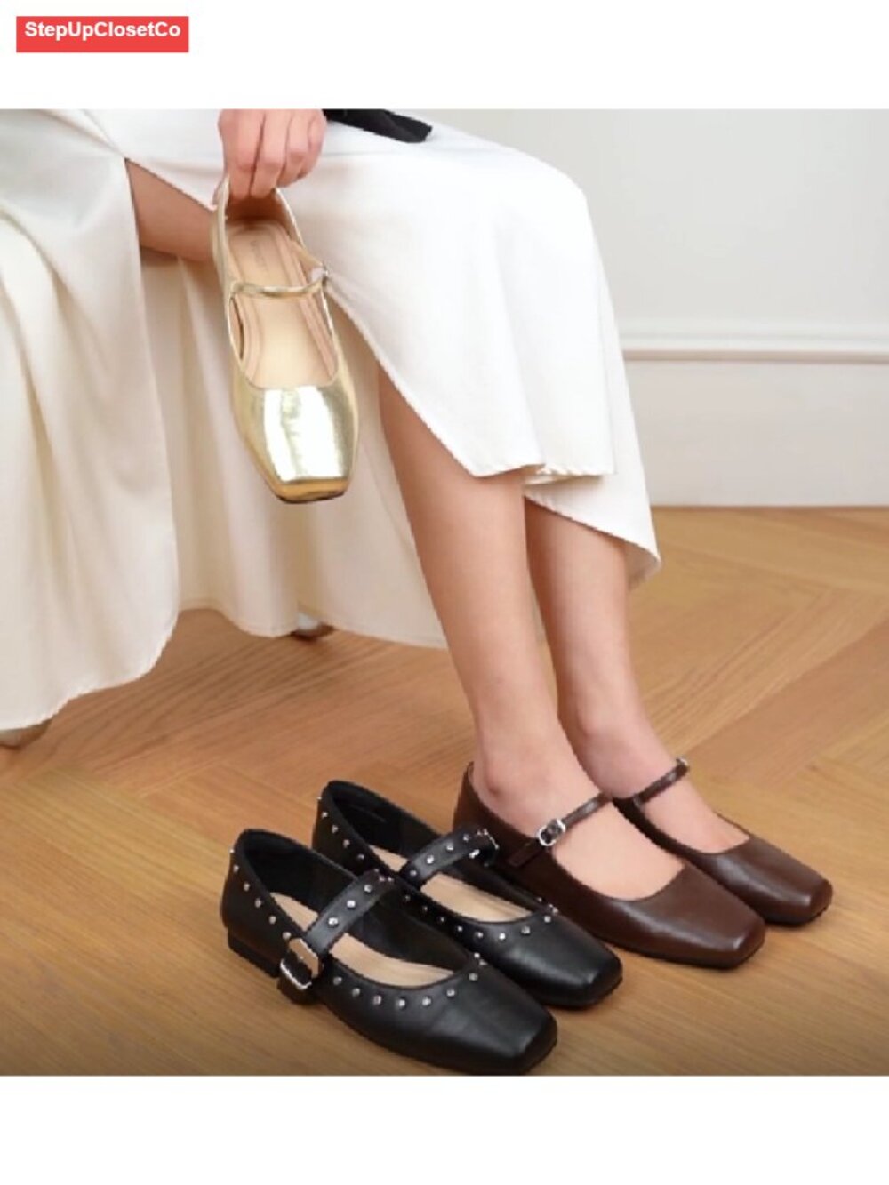 WONDERWAY Women Mary Jane Ballet Flats Mesh Closed Toe Dress Shoes - Picture 5 of 5
